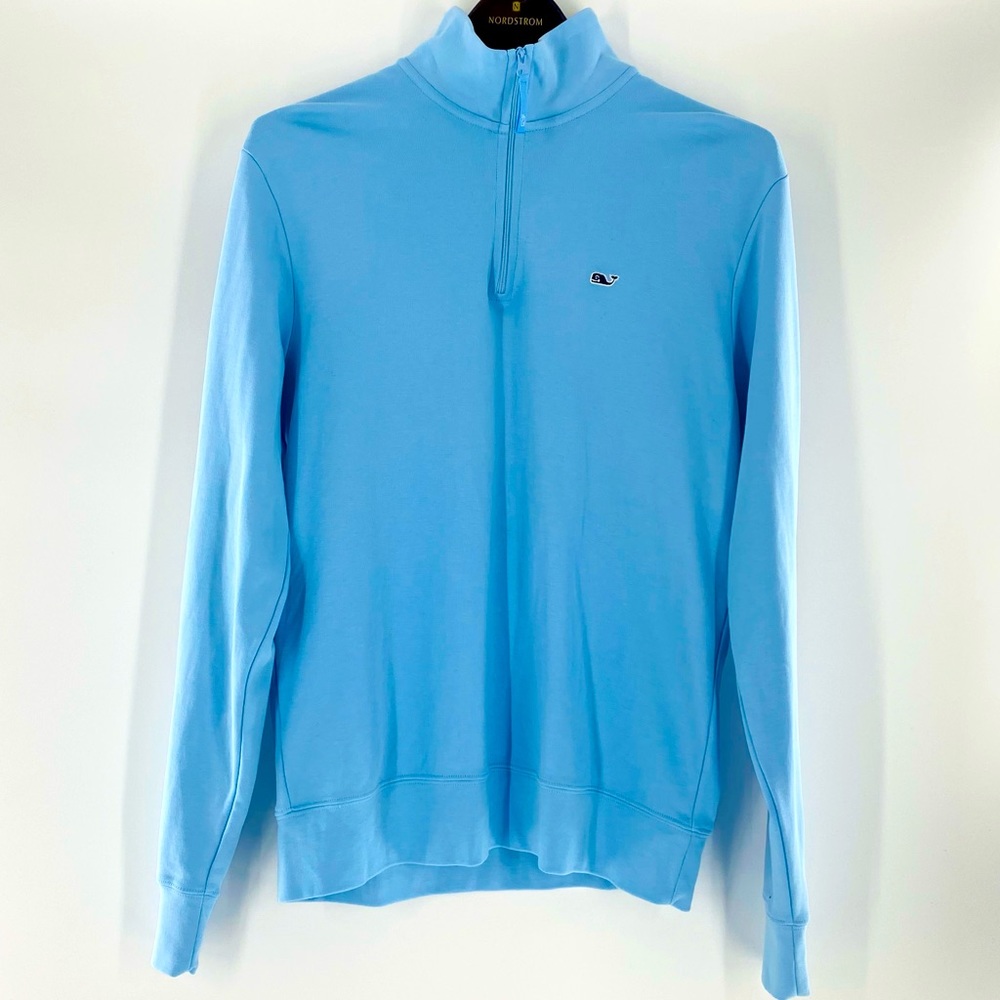 Vineyard Vines Womens Pullover Crew Neck Henley Sweater Blue Cotton Size XS